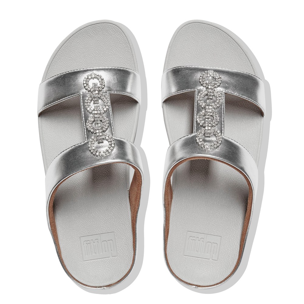 Fitflop Womens Slides Silver - Fino Sparkle - 85YMBCPAO